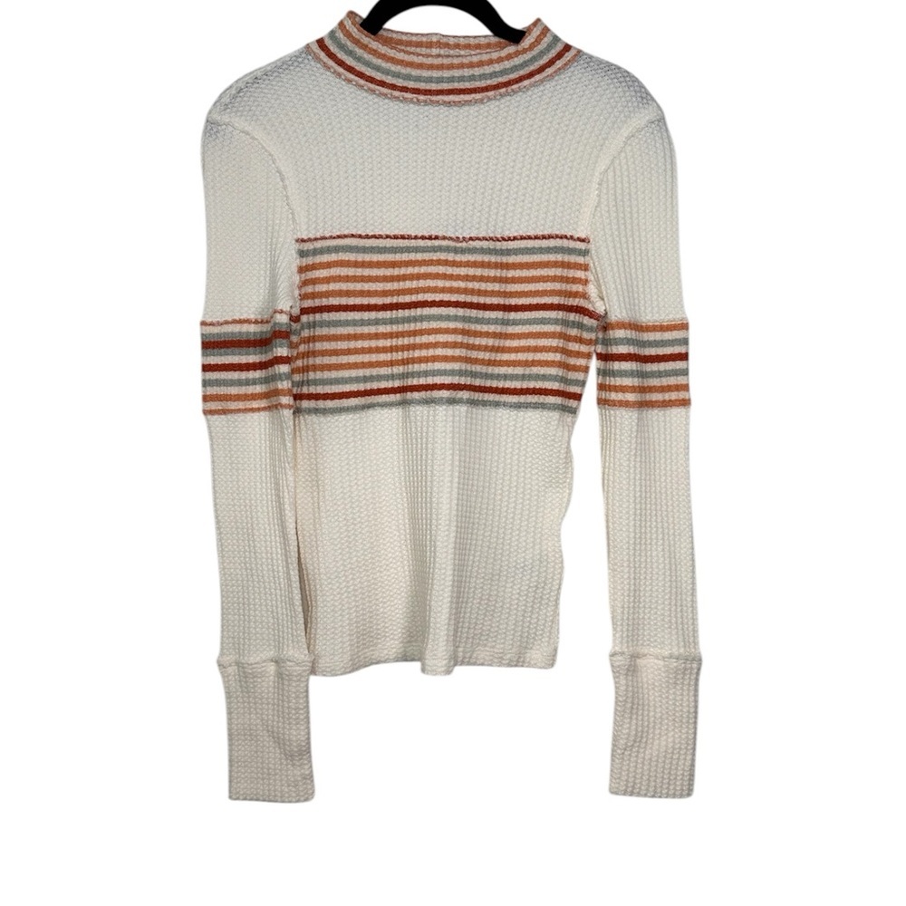 We The Free Cream and Orange Cuffed Sleeve Hoodie